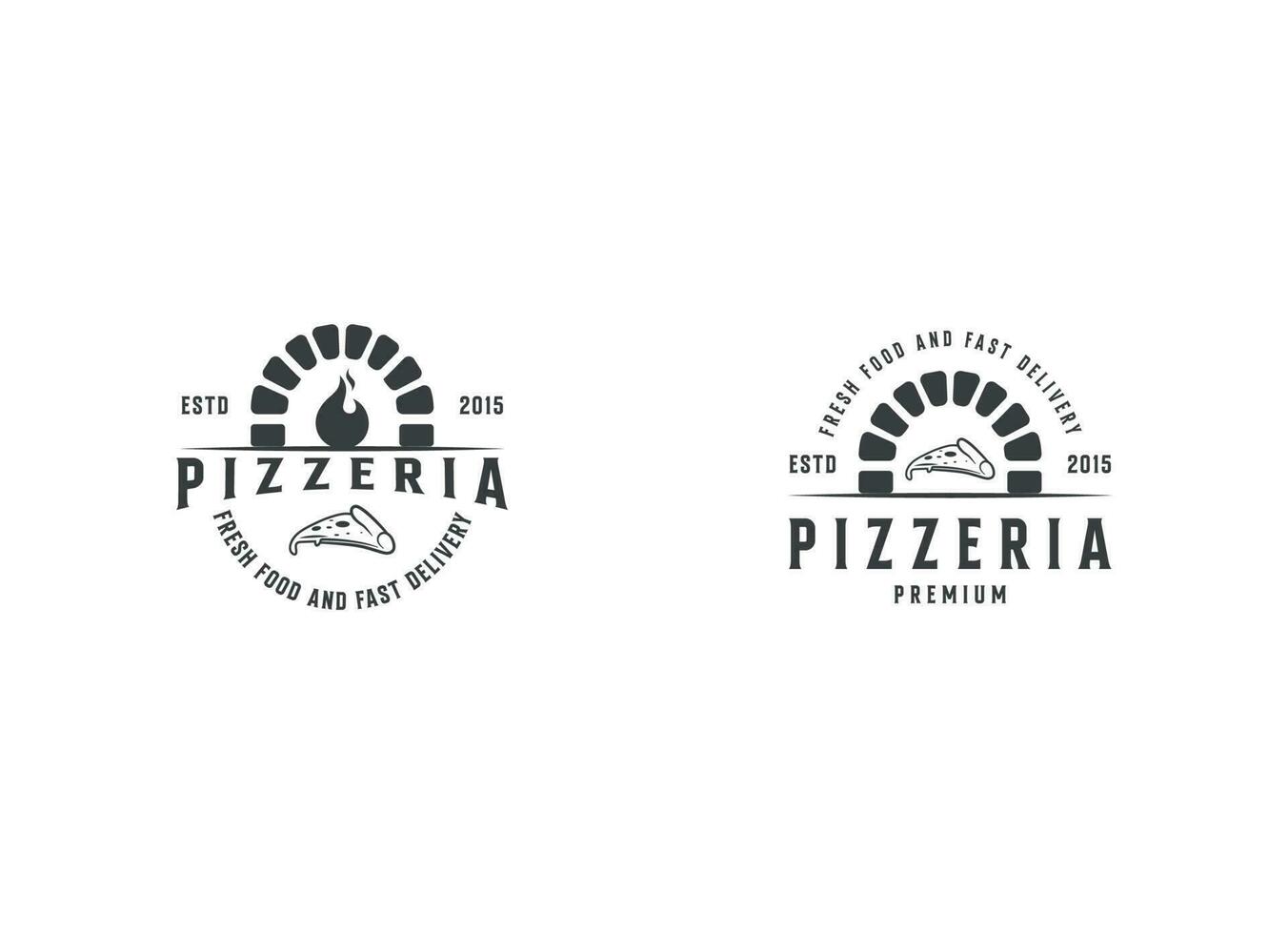 ved tegel ugn med skyffel en pizza logotyp design vektor