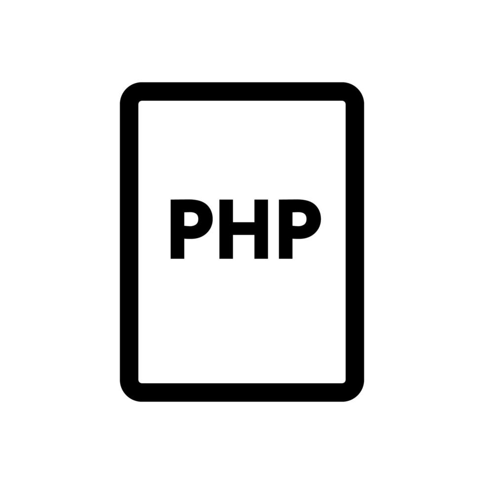 PHP-Dateisymbolzeile isoliert auf weißem Hintergrund. schwarzes, flaches, dünnes Symbol im modernen Umrissstil. Lineares Symbol und bearbeitbarer Strich. einfache und pixelgenaue strichvektorillustration. vektor