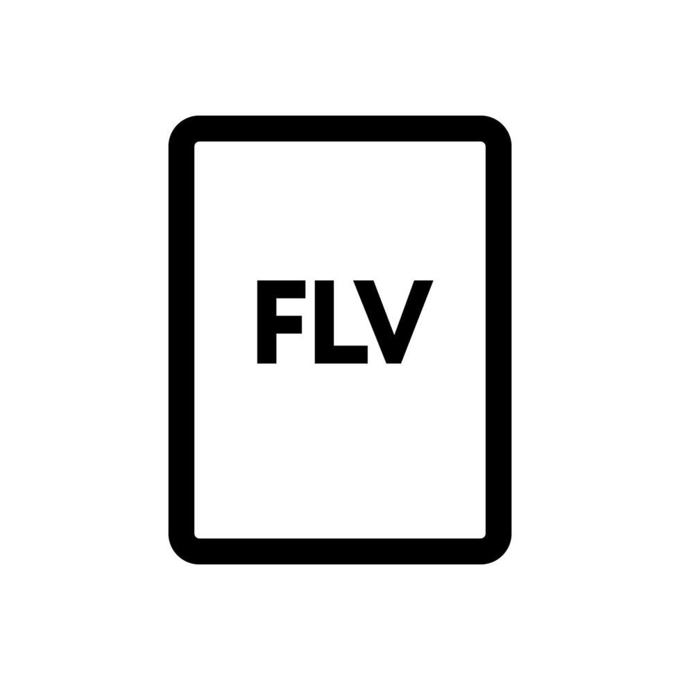 flv fil ikon linje isolerat på vit bakgrund. svart platt tunn ikon på modern översikt stil. linjär symbol och redigerbar stroke. enkel och pixel perfekt stroke vektor illustration.