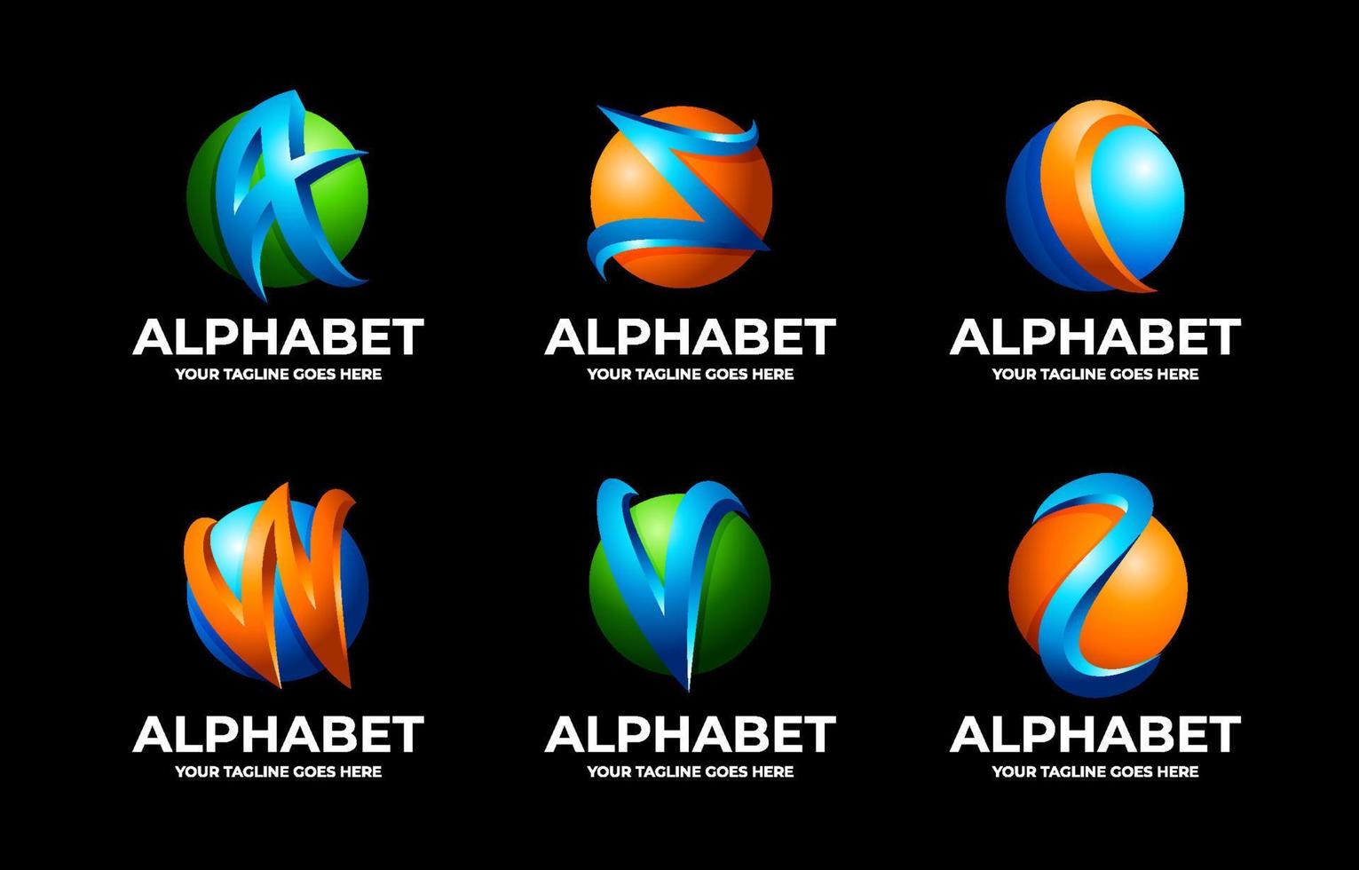 3d alfabet logotyp uppsättning mall vektor