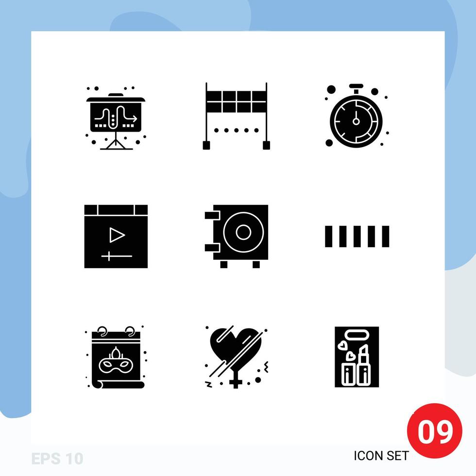 Aktienvektor-Icon-Pack mit 9 Zeilenzeichen und Symbolen für Verbindung, Geld, Büro, Kasse, Seite, editierbare Vektordesign-Elemente vektor