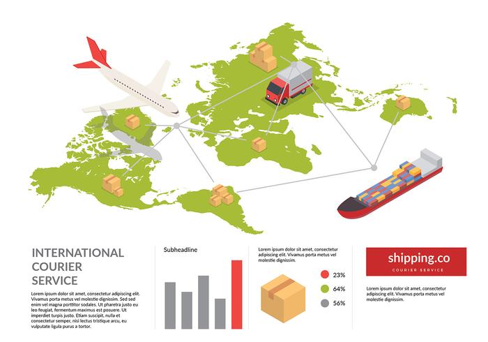 Global Map Shipping Isometrisk Gratis Vector