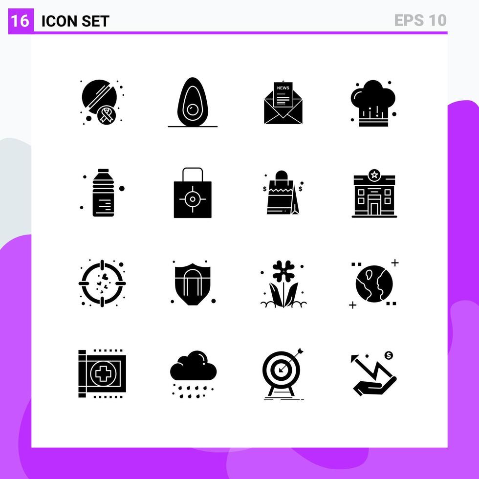 uppsättning av 16 modern ui ikoner symboler tecken för dryck restaurang e-post kök Kafé redigerbar vektor design element