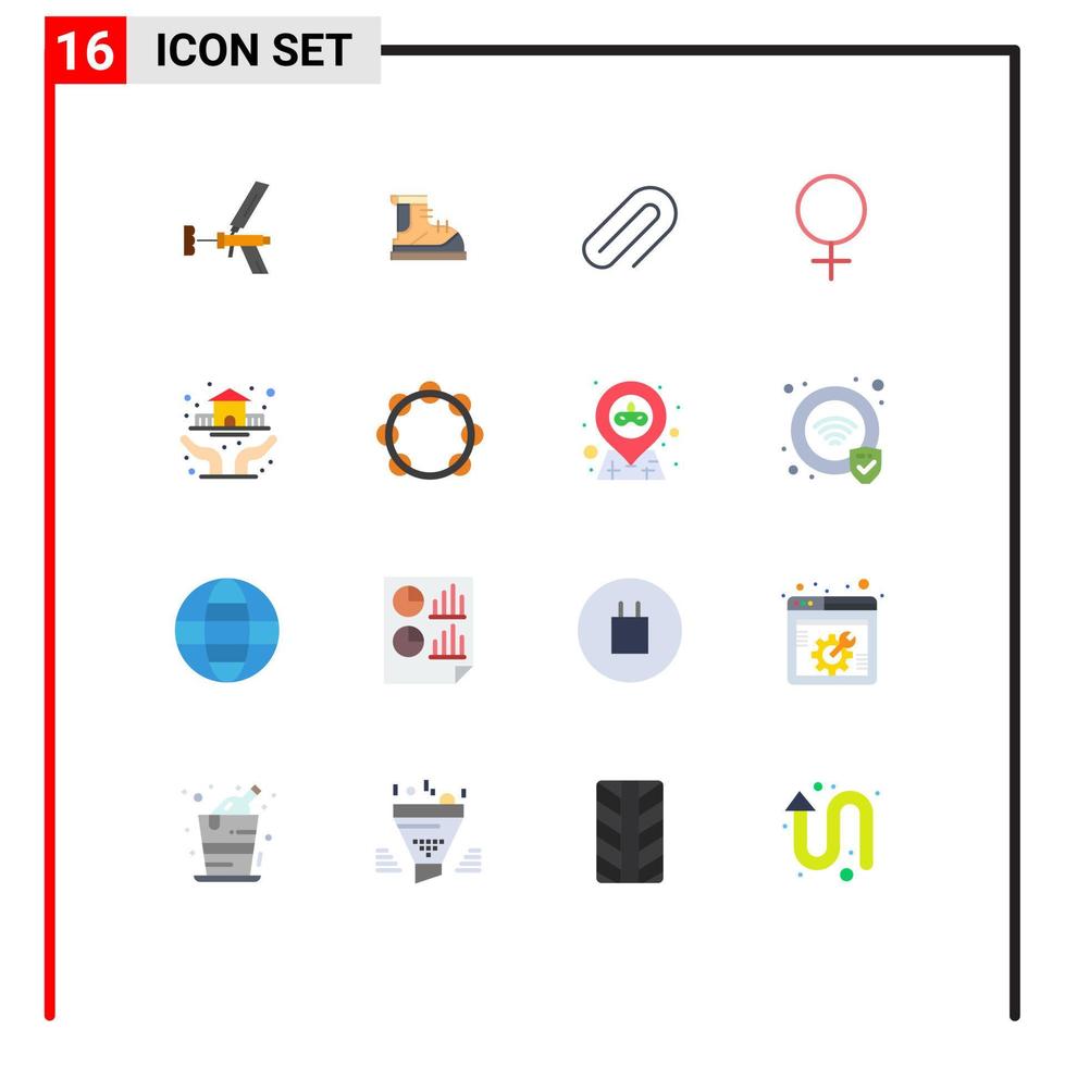 Aktienvektor-Icon-Pack mit 16 Zeilenzeichen und Symbolen für Gender Pin Hiker Büroklammer editierbare Packung kreativer Vektordesign-Elemente vektor