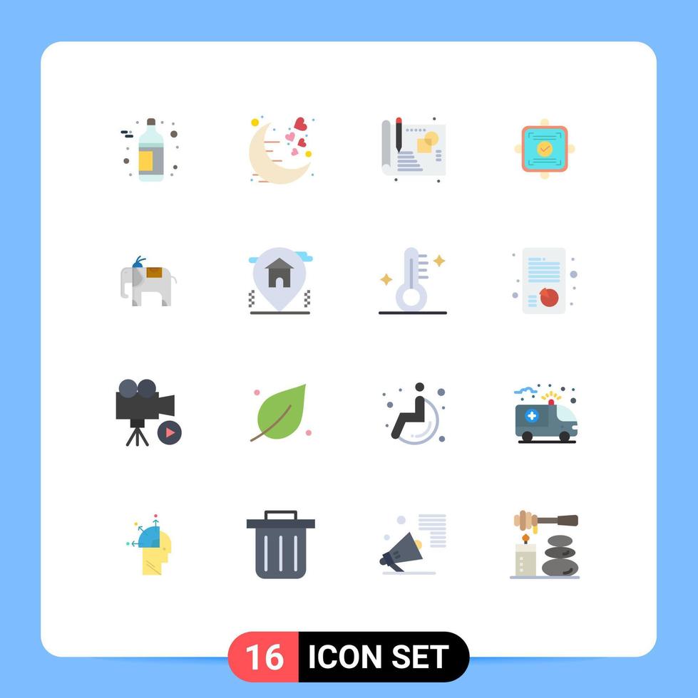 redigerbar vektor linje packa av 16 enkel platt färger av plats elefant kreativ avtal Rapportera redigerbar packa av kreativ vektor design element