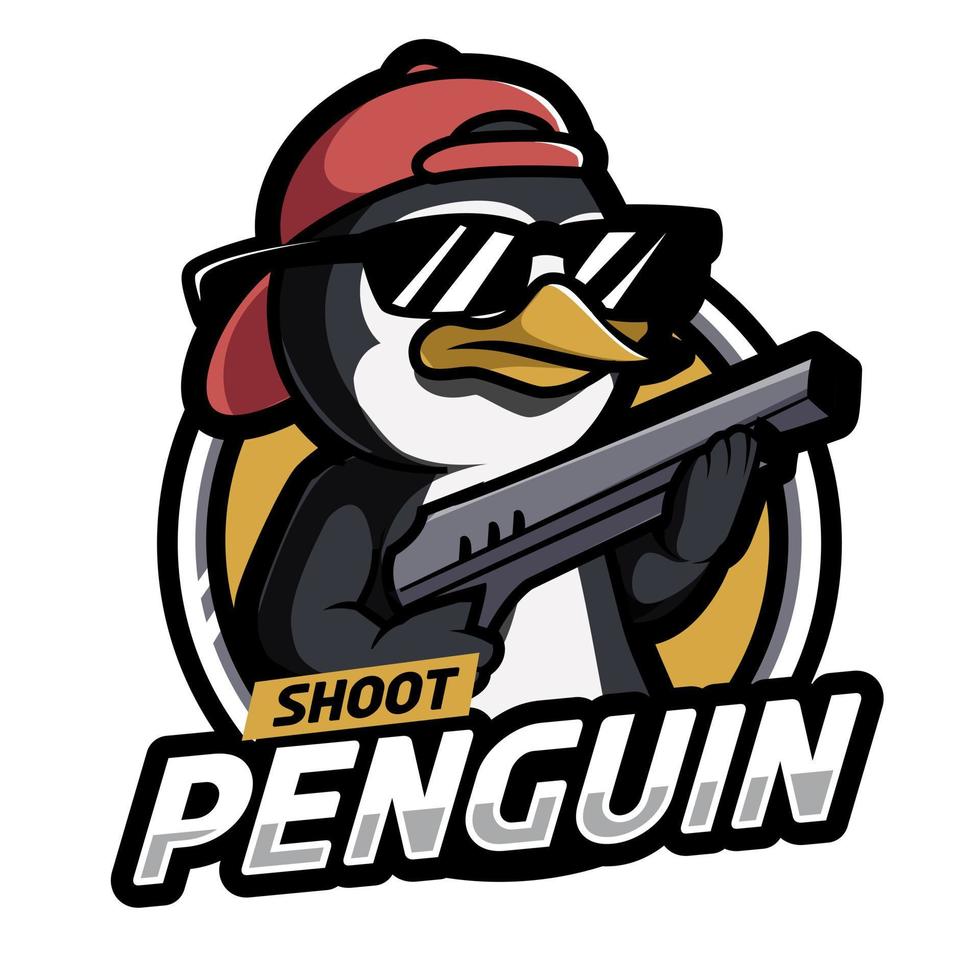 Pinguin-Mafia-Maskottchen-Sport-Logo-Design. Pinguin Tier Maskottchen Vektor Illustration Logo