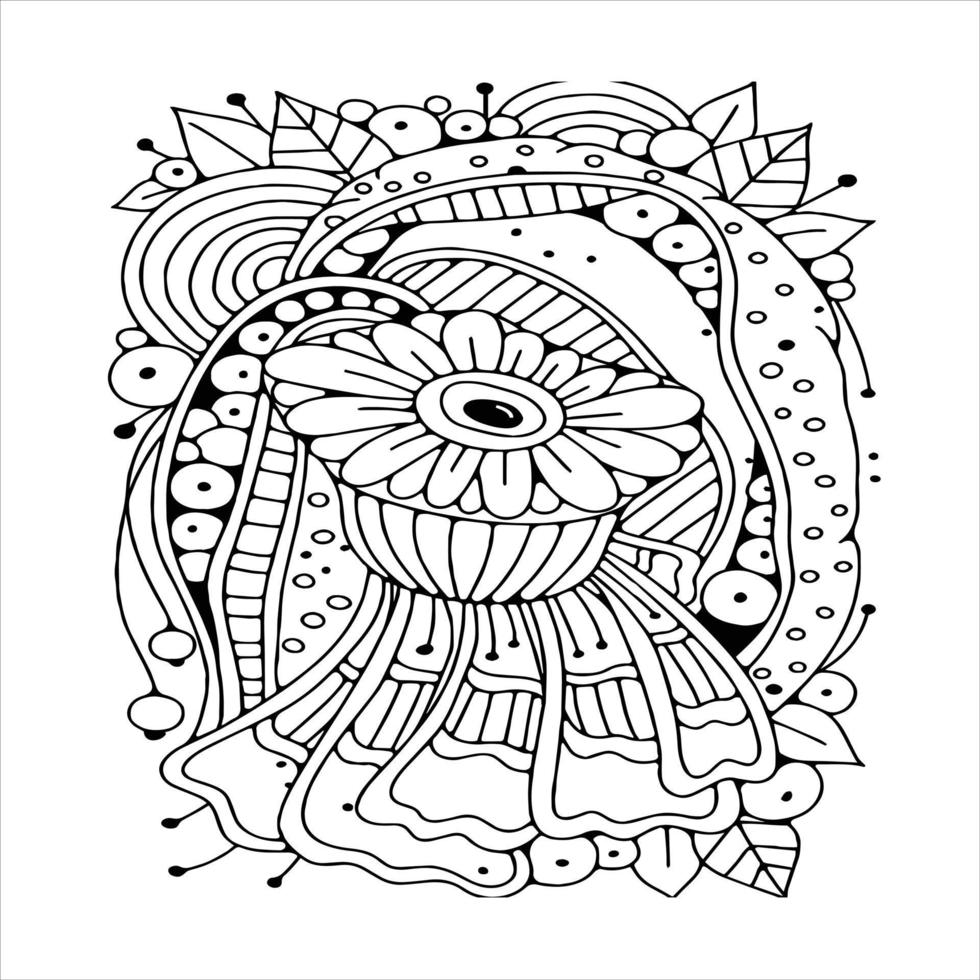blommig mandala färg sida.blomma vektor illustration