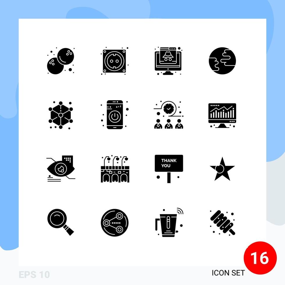 modern uppsättning av 16 fast glyfer pictograph av kub kub brottslighet över hela världen jord redigerbar vektor design element