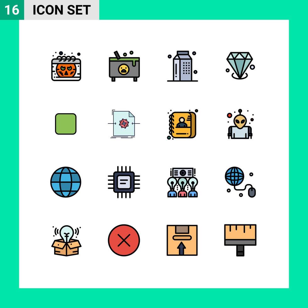 Stock Vector Icon Pack mit 16 Zeilen Zeichen und Symbolen für Schmuck Edelstein Gift diamonf Mahlzeit editierbare kreative Vektordesign-Elemente