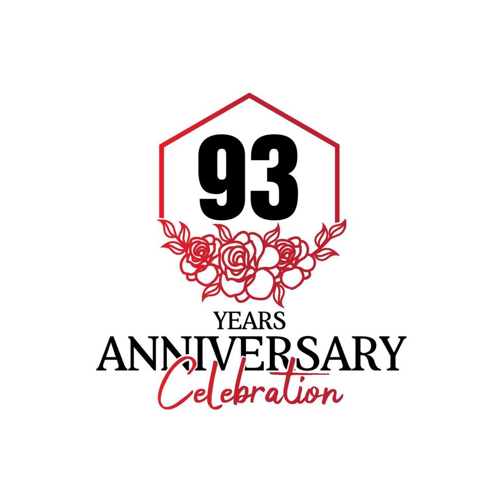 93 år årsdag logotyp, lyxig årsdag vektor design firande
