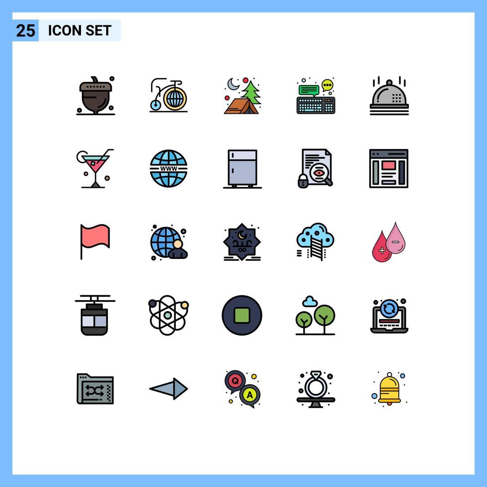 universell ikon symboler grupp av 25 modern fylld linje platt färger av firande tangentbord inspiration enhet chatt redigerbar vektor design element