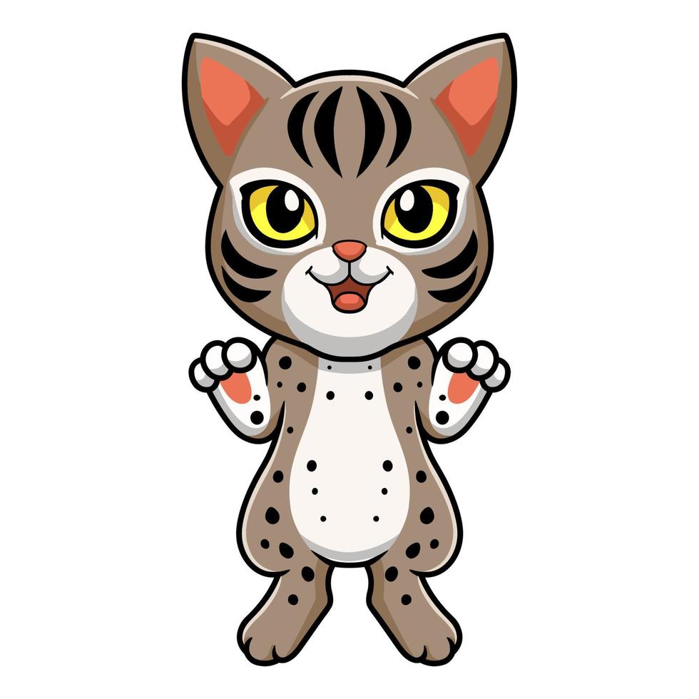 niedliche ocicat-katzenkarikaturstellung vektor