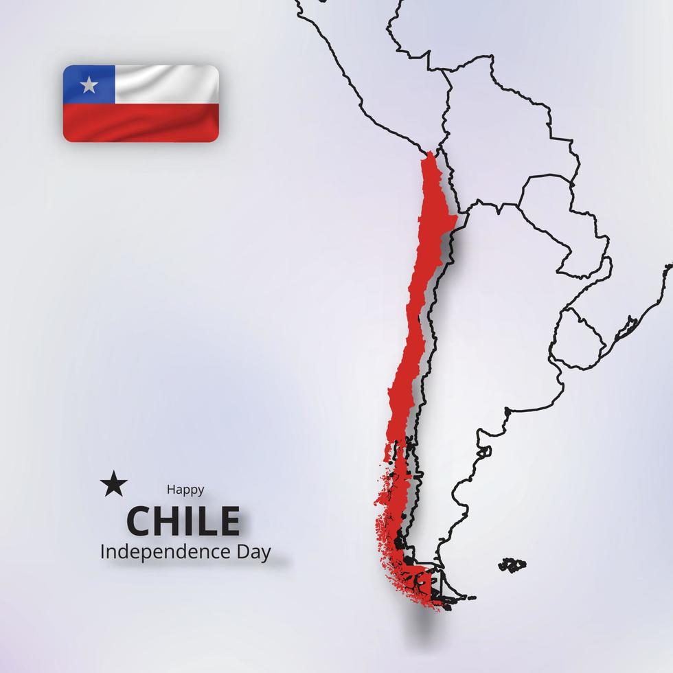 Lycklig oberoende dag av chile, kombination Karta och flagga design vektor
