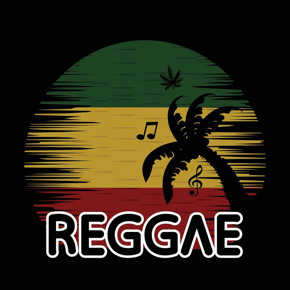 reggae tema festival musik bakgrund med musikalisk anteckningar sammansättning, cannabis och kokos träd vektor
