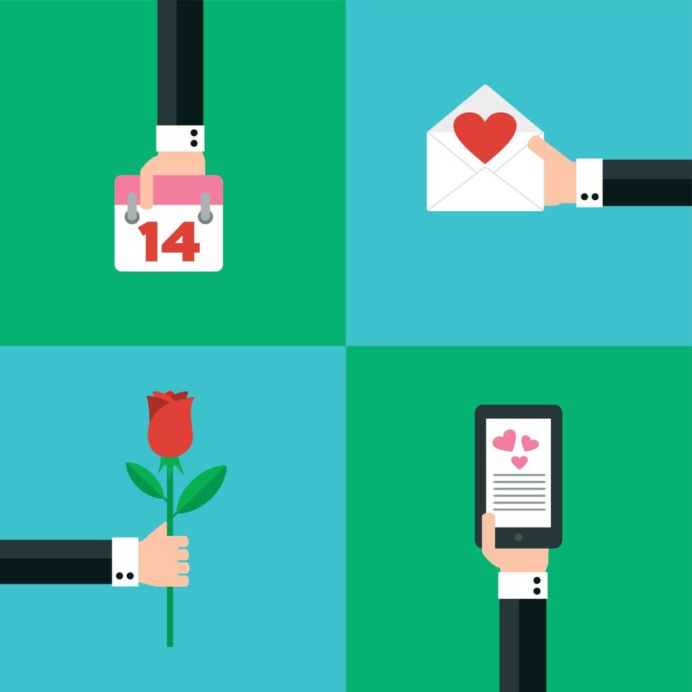 valentinstag konzept modernes design flach set.vector illustration vektor