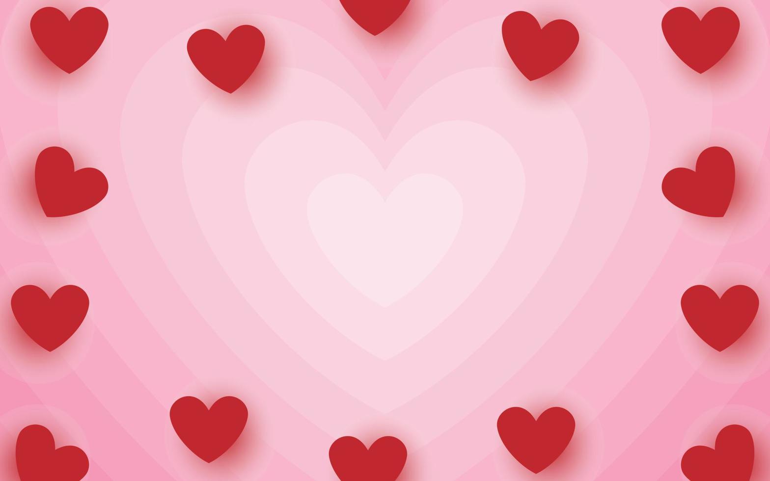 tunnel av koncentriska hjärtan. romantisk söt bakgrund. rosa estetiska hjärtan bakgrund. vektor illustration