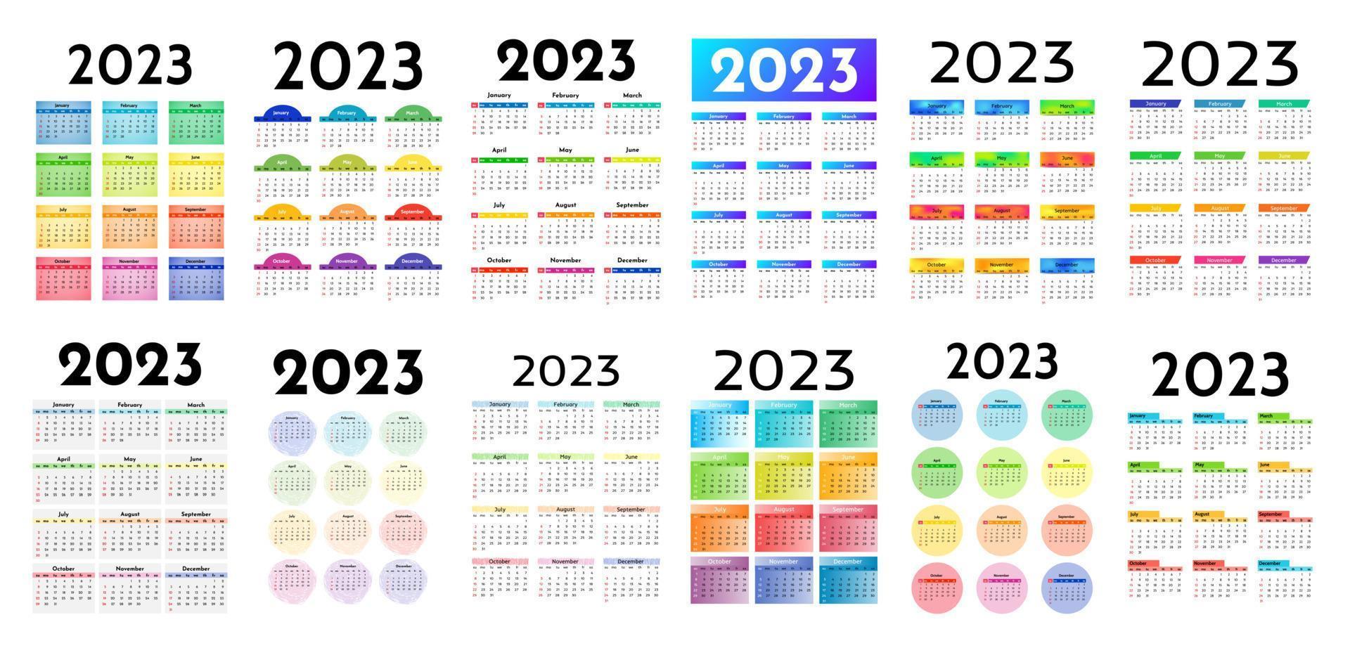 kalender för 2023 isolerat på en vit bakgrund vektor