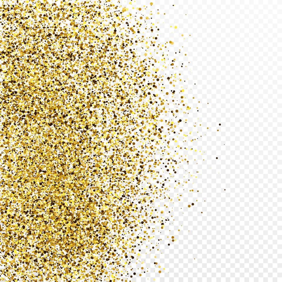 guld glitter konfetti bakgrund isolerat på vit transparent bakgrund. fest textur med lysande ljus effekt. vektor illustration.