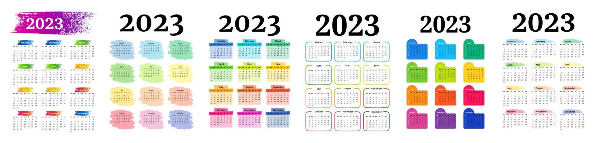 Kalender für 2023 isoliert auf weißem Hintergrund vektor