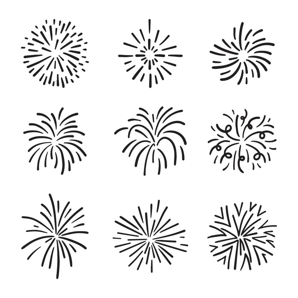 Feuerwerk, Starburst handgezeichnet, Vektorillustration. vektor