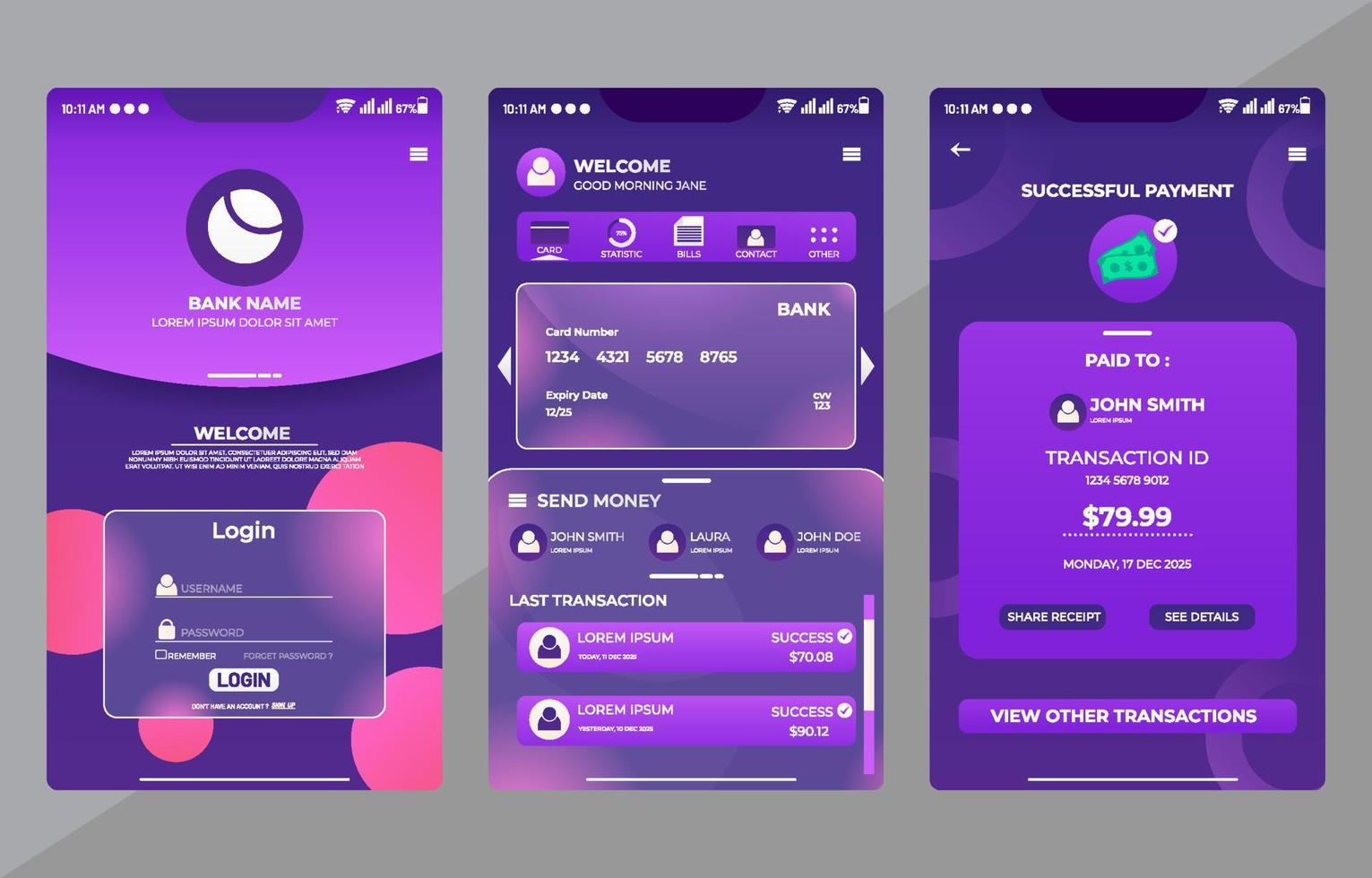 Anwendungs-Banking-Mockup vektor