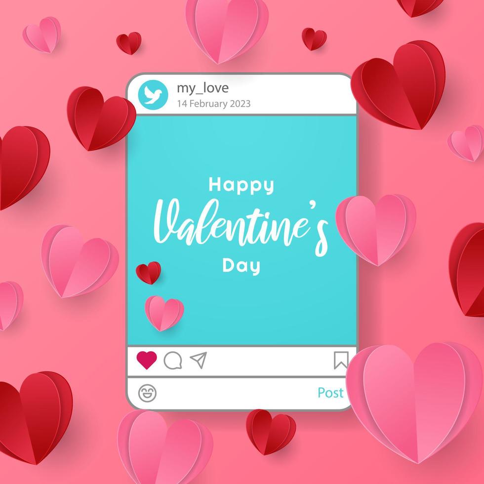 Lycklig hjärtans dag social media posta design för valentine försäljning vektor