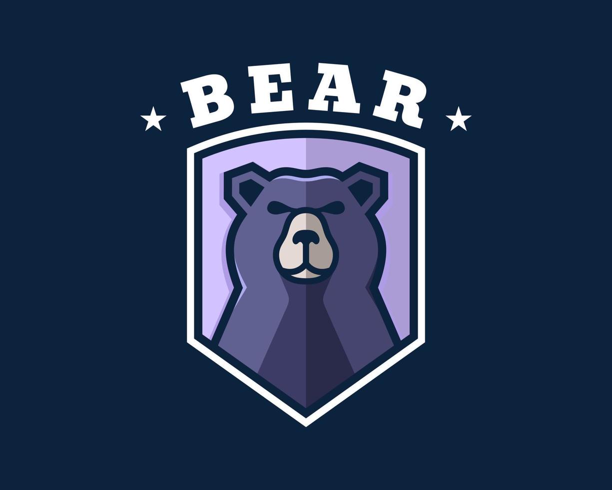 Björn grizzly stark djur- porträtt tecknad serie maskot bricka märka emblem team sport vektor logotyp design