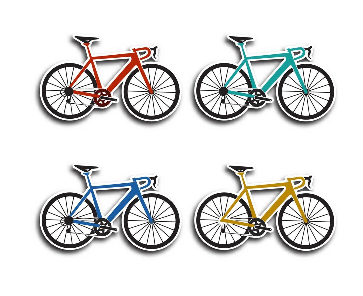 uppsättning av papper klistermärke buntar med tävlings cykel ikoner vektor