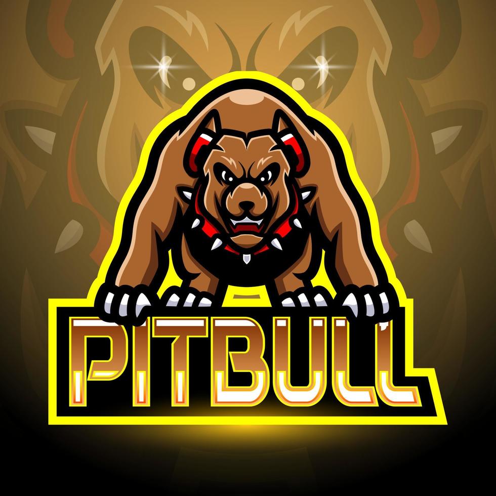 pitbull esport logotyp maskot design vektor