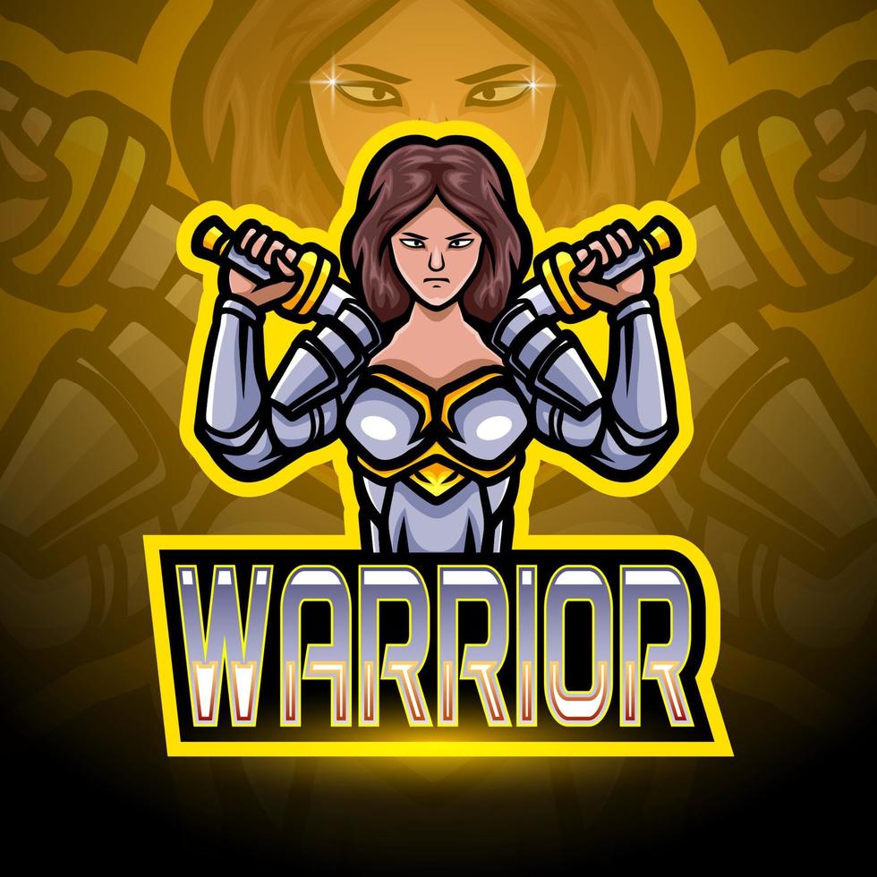 warrior esport logotyp maskot design vektor
