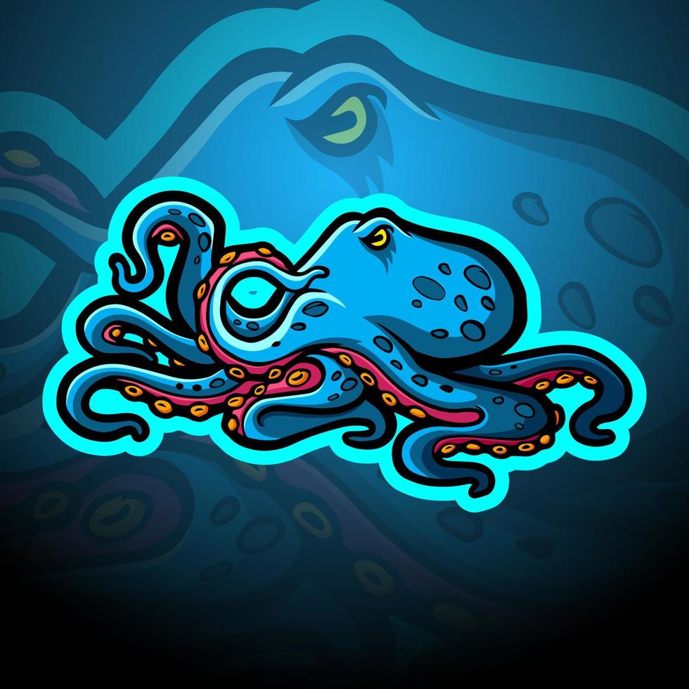 kraken esport logo maskottchen design vektor