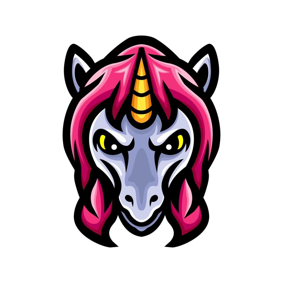 Einhorn-Kopf-Logo-Maskottchen-Design vektor