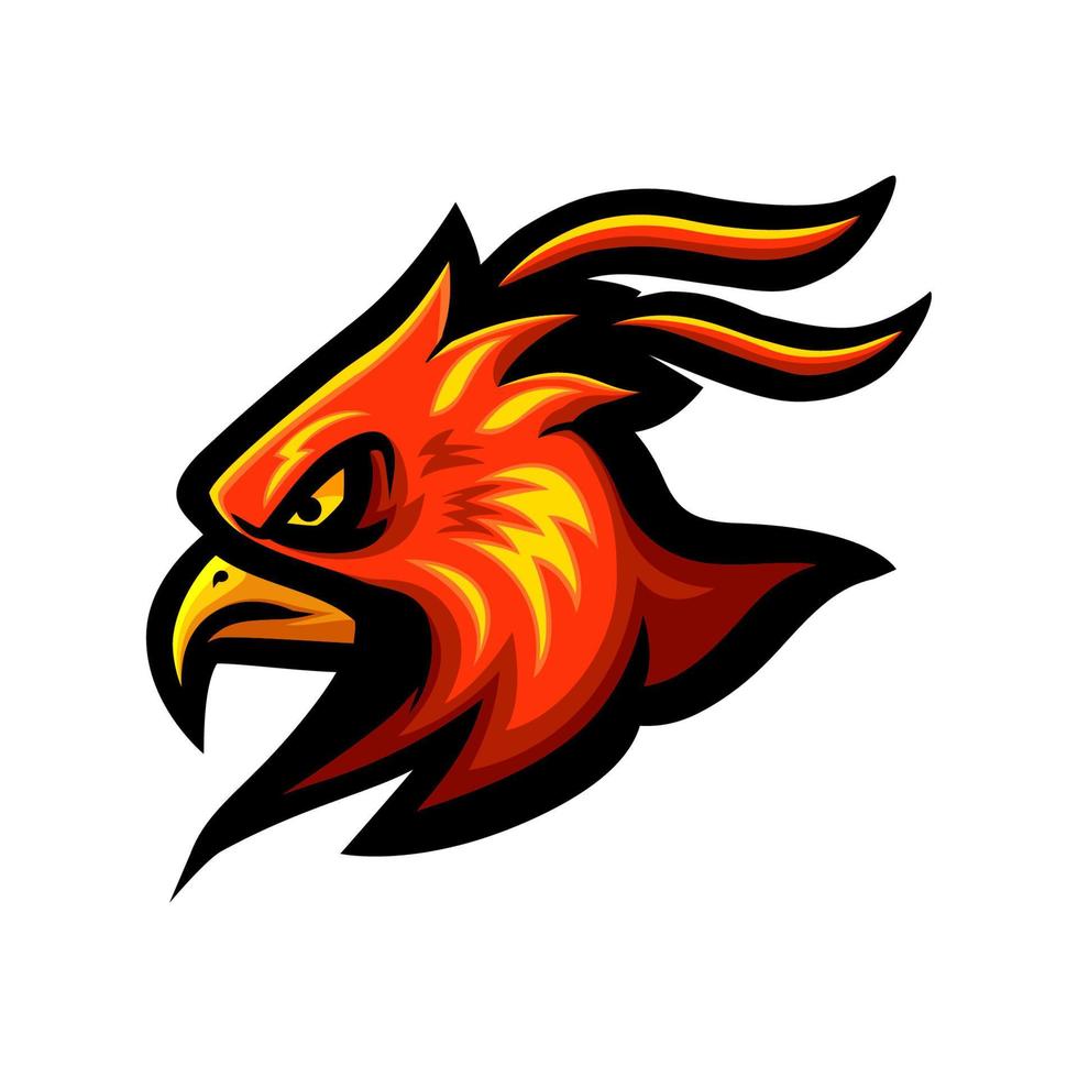 fågel Fenix huvud logotyp maskot design vektor