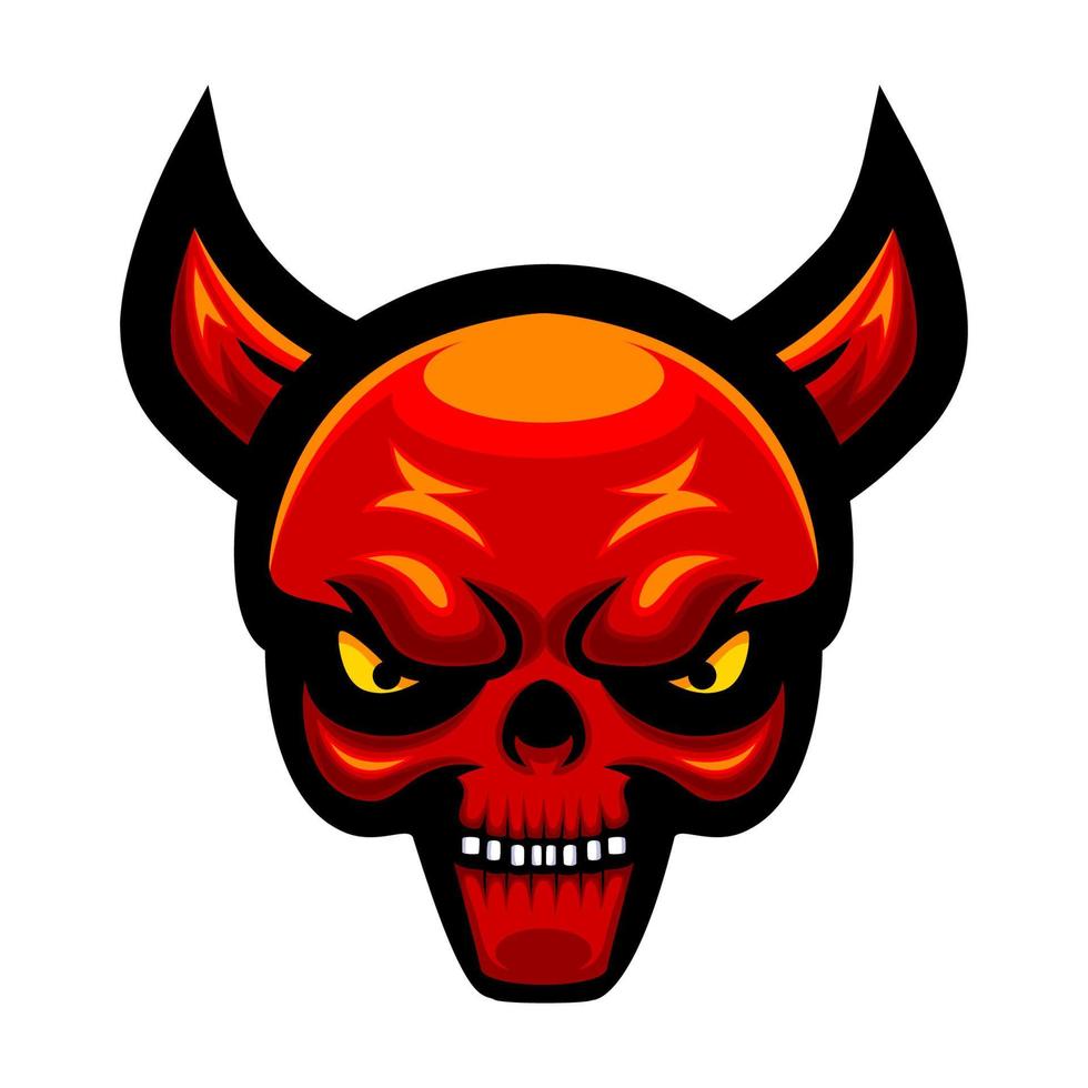 demon skalle huvud logotyp maskot design vektor