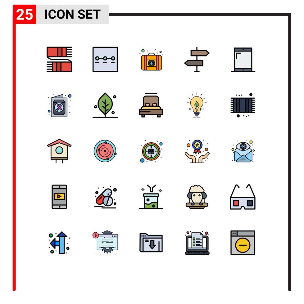 Aktienvektor-Icon-Pack mit 25 Zeilenzeichen und Symbolen für medizinische Fallzeichen für Telefonhandys grundlegende editierbare Vektordesign-Elemente vektor