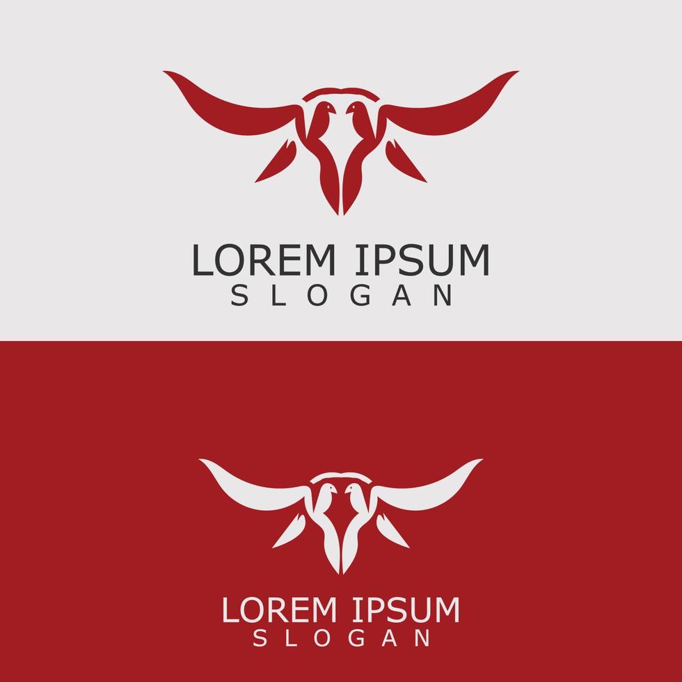 horn djur- tjur logotyp vektor ikon mall