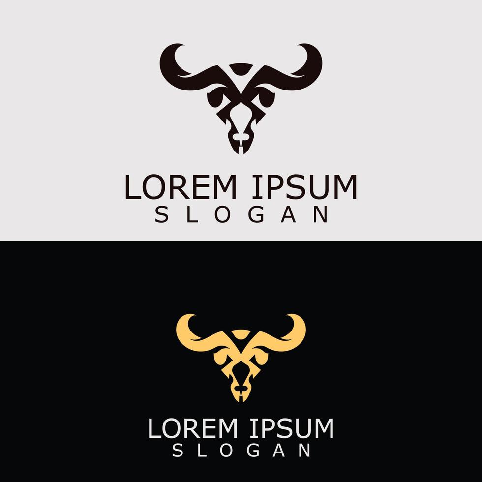 horn djur- tjur logotyp vektor ikon mall