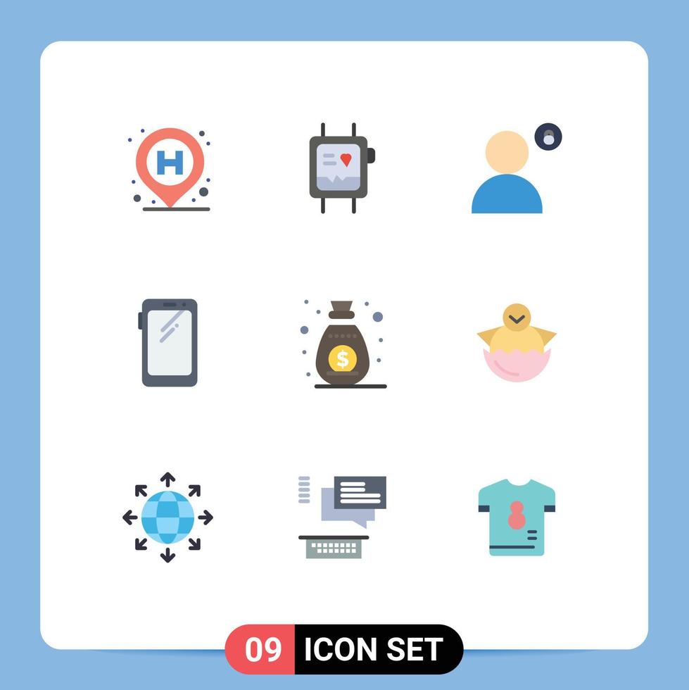 modern uppsättning av 9 platt färger pictograph av samsung mobil konto smart telefon profil redigerbar vektor design element