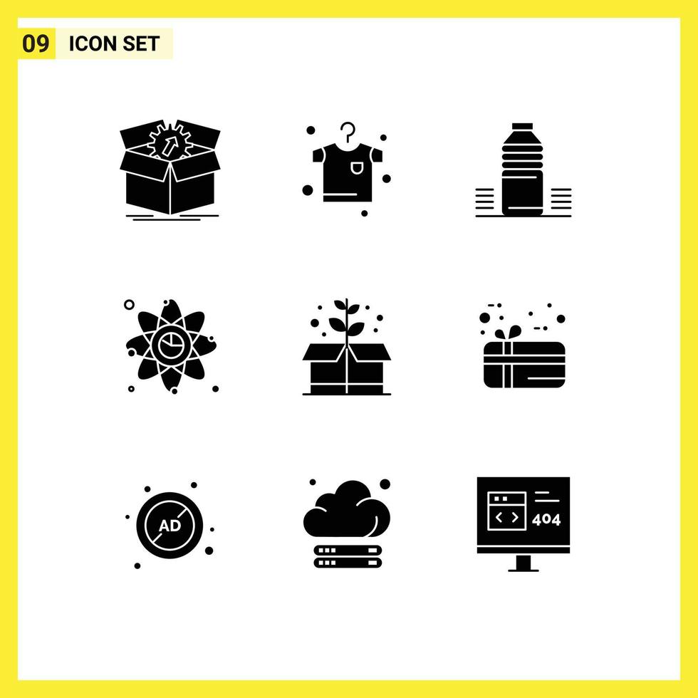 9 solides Glyphenpaket der Benutzeroberfläche mit modernen Zeichen und Symbolen der Netzwerkdiagramm-Flaschenverbindung Sport editierbare Vektordesign-Elemente vektor