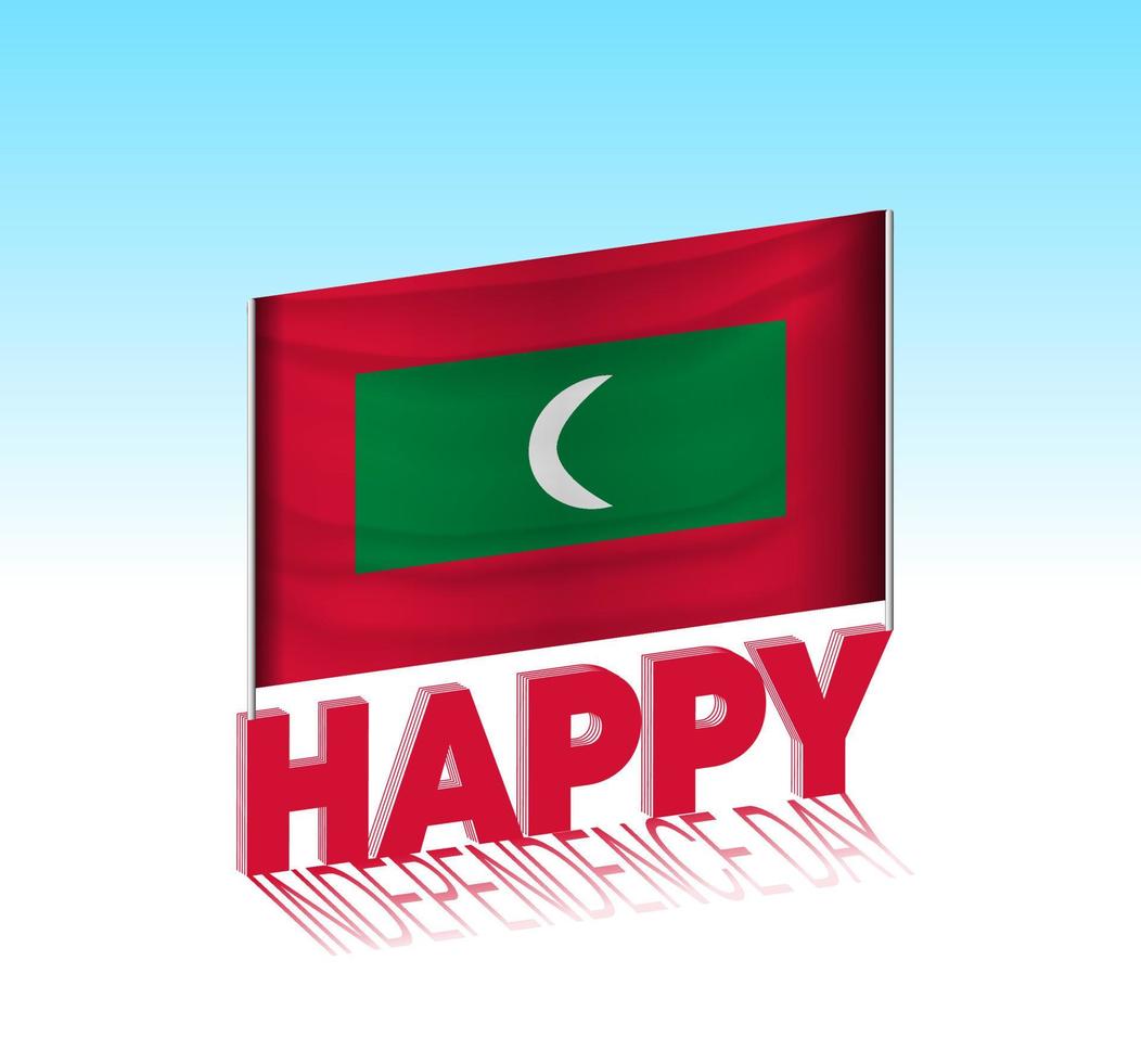 maldiverna oberoende dag. enkel maldiverna flagga och anslagstavla i de himmel. 3d text mall. redo särskild dag design meddelande. vektor