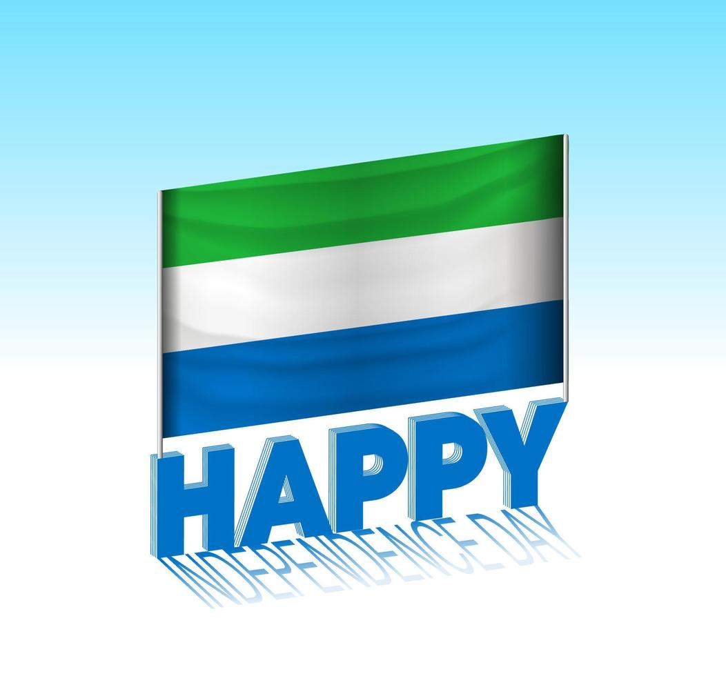 sierra leone unabhängigkeitstag. einfache sierra leone flagge und plakatwand am himmel. 3D-Schriftzug-Vorlage. fertige besondere Tag-Design-Nachricht. vektor