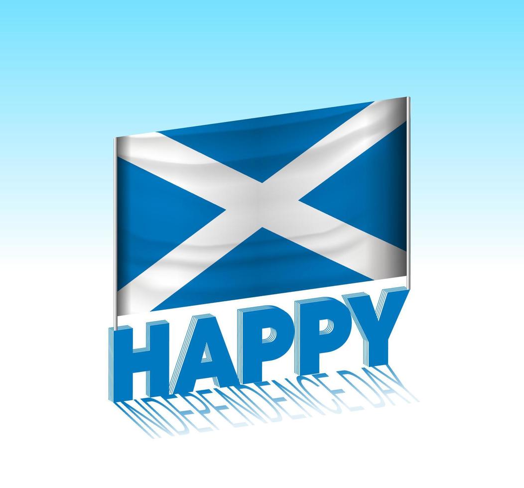 schottischer unabhängigkeitstag. einfache schottische flagge und plakatwand am himmel. 3D-Schriftzug-Vorlage. fertige besondere Tag-Design-Nachricht. vektor