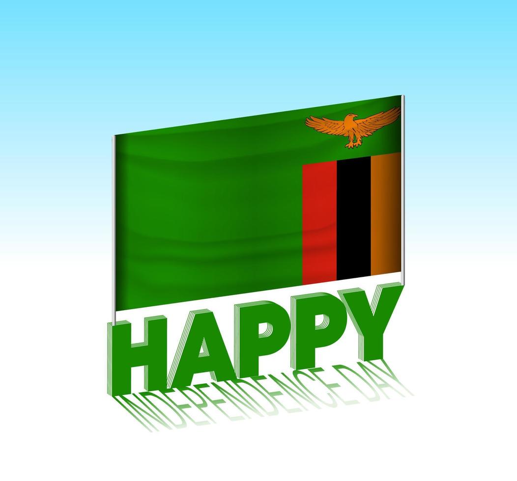 zambia oberoende dag. enkel zambia flagga och anslagstavla i de himmel. 3d text mall. redo särskild dag design meddelande. vektor