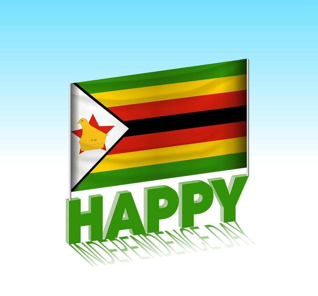 zimbabwe oberoende dag. enkel zimbabwe flagga och anslagstavla i de himmel. 3d text mall. redo särskild dag design meddelande. vektor