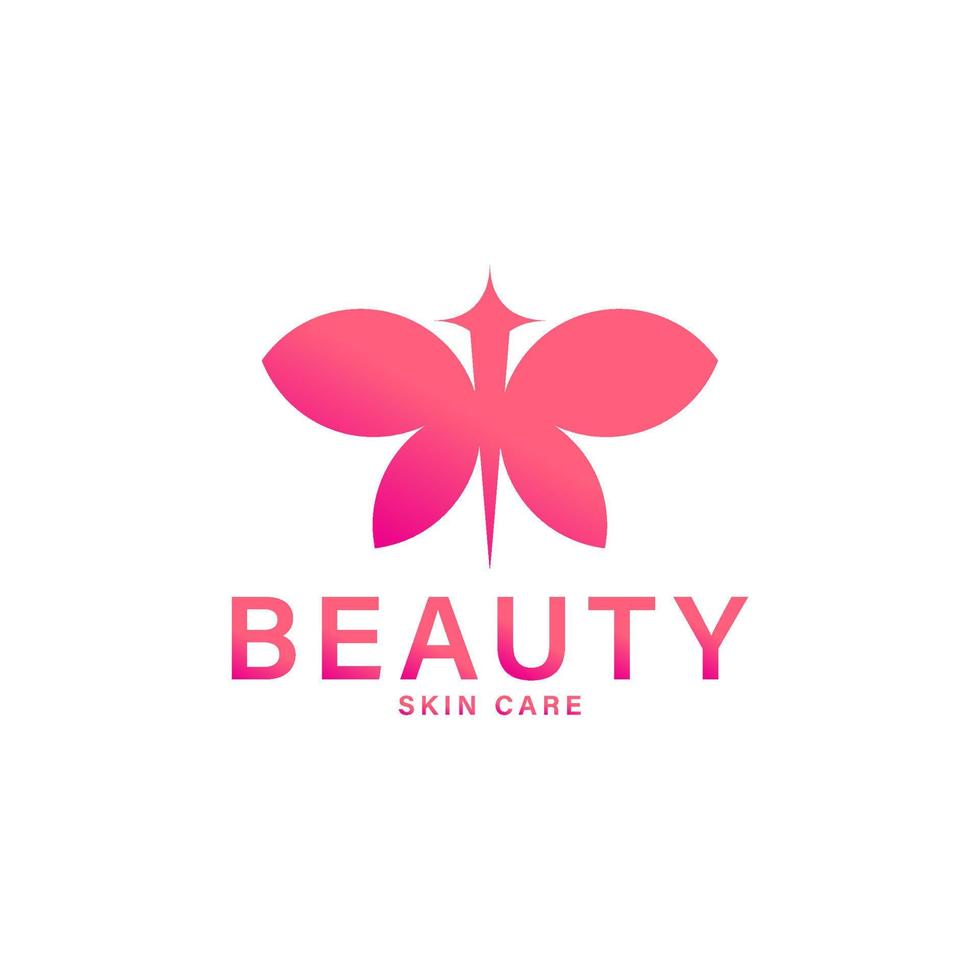 Beauty-Hautpflege-Logo mit Schmetterlingssymbol vektor