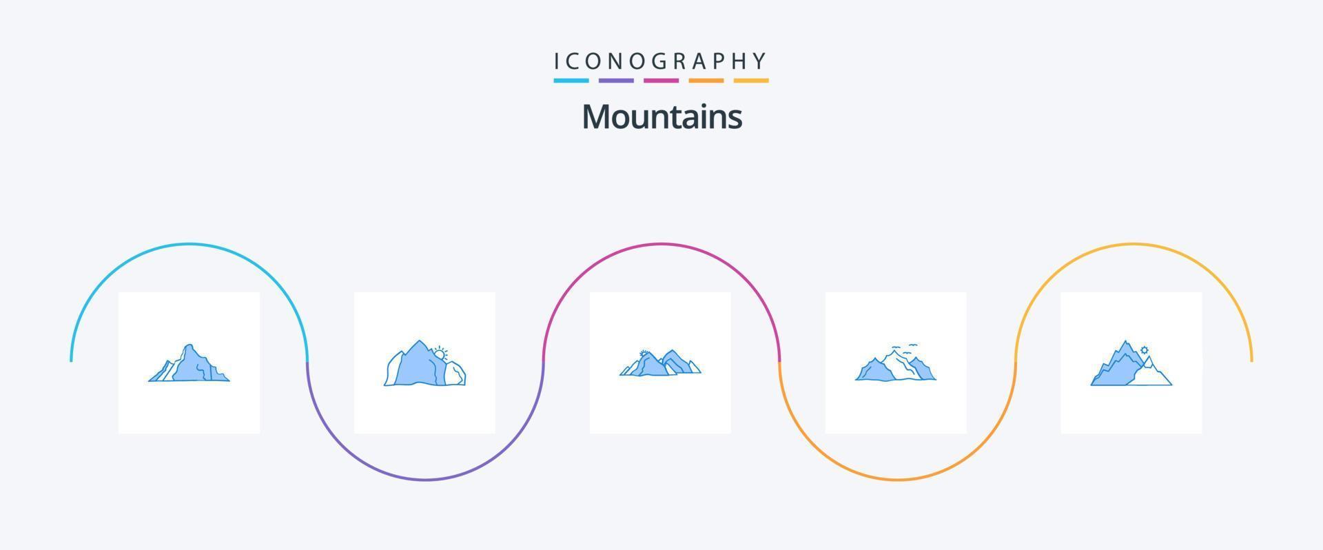 Berge blau 5 Icon Pack inklusive Hügel. Berg. Natur. Vögel. hügel vektor