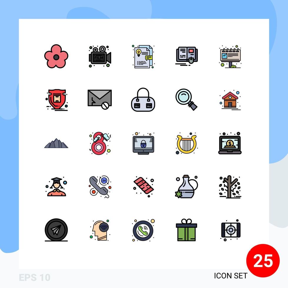 uppsättning av 25 modern ui ikoner symboler tecken för anslagstavla mus film kunskap bok redigerbar vektor design element