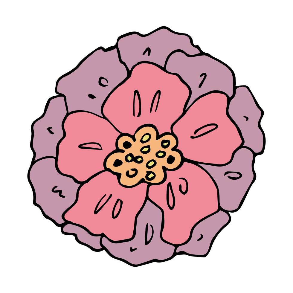 enkel blomma ClipArt. hand dragen blommig klotter. för skriva ut, webb, design, dekor, logotyp vektor