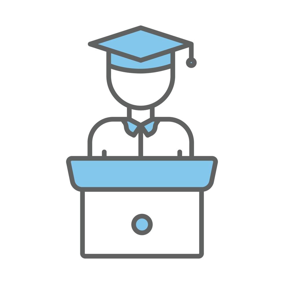 studentensymbolillustration mit podium. geeignet für Abschlusssymbol. Symbol im Zusammenhang mit Bildung. zweifarbiger Symbolstil. einfaches Vektordesign editierbar vektor