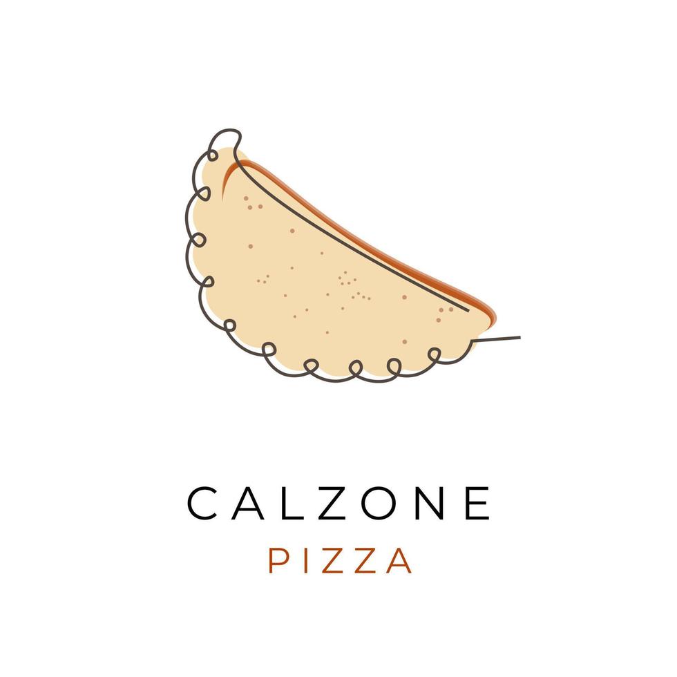 einfaches, einzigartiges Pizza-Calzone-Logo mit Strichzeichnungen vektor